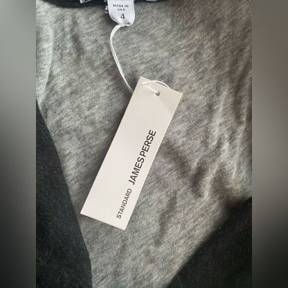 STANDARD JAMES PERSE Midi Dress Sz 4 L Dark Gray Cowl Neck Ruched Lined NEW - Picture 7 of 16